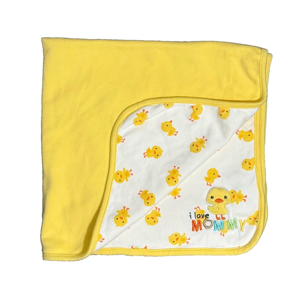 Carter's Child of Mine Duckling Baby Blanket Cotton I Love Mommy White Yellow